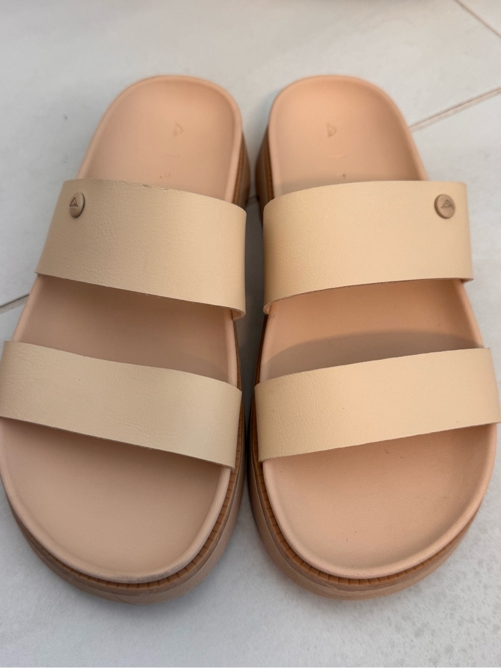 Reef Beige Double-Strap Slide Sandals